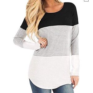 Long sleeve color block top
